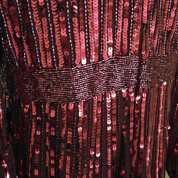 Mac Duggal 23003 Burgundy Sequin Midi Ruffle Long Sleeve Formal Gown 12 - Picture 5 of 8